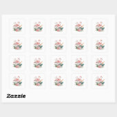Sticker Carré Flamant aux fleurs (Feuille)