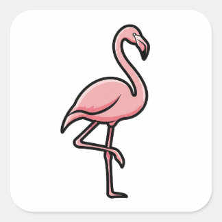 Sticker Carré Flamant Élégant – Illustration D'oiseau Minimalist