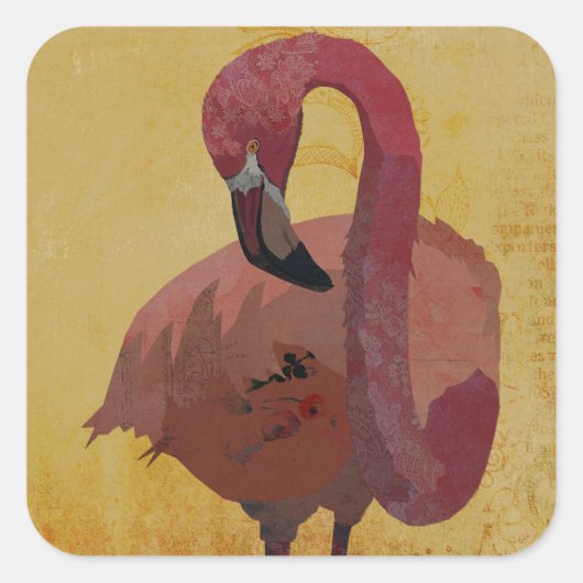 STICKER CARRÉ FLAMANT ROSE (Devant)