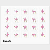 Sticker Carré Flamant rose à Yoga Exercice d'étirement (Feuille)