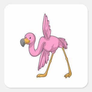 Sticker Carré Flamant rose à Yoga Exercice d'étirement