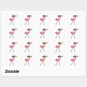 Sticker Carré Flamant rose avec Casquette & Plume (Feuille)