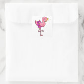 Sticker Carré Flamant rose avec couronne et jupe (Sac)