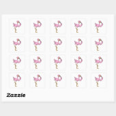 Sticker Carré Flamant rose avec Lipstick (Feuille)