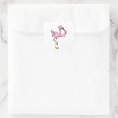Sticker Carré Flamant rose avec Lipstick (Sac)