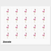 Sticker Carré Flamant rose avec lunettes (Feuille)