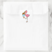 Sticker Carré Flamant rose avec Popsicle (Sac)