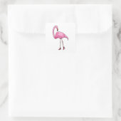 Sticker Carré Flamant rose avec talons hauts (Sac)