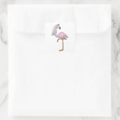 Sticker Carré Flamant rose comme Mariée au Mariage avec Voile (Sac)