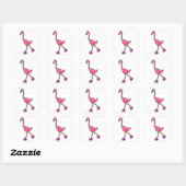 Sticker Carré Flamant rose comme Patineur avec Roller Patins (Feuille)
