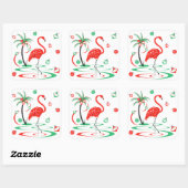 Sticker Carré Flamant rose de Noël rouge Baubles carré (Feuille)
