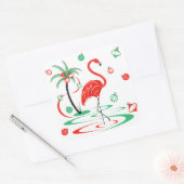 Sticker Carré Flamant rose de Noël rouge Baubles carré (Enveloppe)