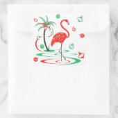 Sticker Carré Flamant rose de Noël rouge Baubles carré (Sac)