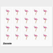 Sticker Carré Flamant rose en mariée avec voile (Feuille)