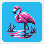 Sticker Carré Flamant rose Pixel - Vibrant Retro Art Tropical Bi (Devant)