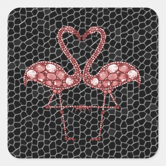 Sticker Carré Flamant rose rose (Devant)