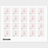 Sticker Carré Flamant rose rose C'est une fille Baby shower Merc (Feuille)