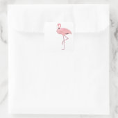 Sticker Carré Flamant rose rose debout une jambe (Sac)
