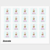 Sticker Carré Flamant rose rose & Hibiscus tropical Fancy Event (Feuille)