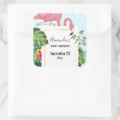 Sticker Carré Flamant rose rose mignon Thème tropical Enregistre (Sac)