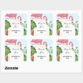 Sticker Carré Flamant rose rose mignon Tropical Thème Mariage (Feuille)