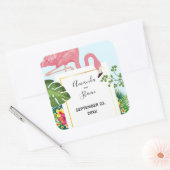 Sticker Carré Flamant rose rose mignon Tropical Thème Mariage (Enveloppe)