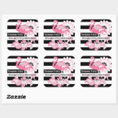 Sticker Carré Flamant rose rose rayé noir et blanc Anniversaire (Feuille)