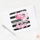 Sticker Carré Flamant rose rose rayé noir et blanc Anniversaire (Enveloppe)