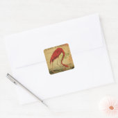Sticker Carré Flamant rose Vintage carte postale (Enveloppe)