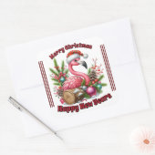 Sticker Carré Flamingo de Noël amusant (Enveloppe)