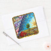 Sticker Carré Flammarion Woodcut Flat Earth Design 2017 (Enveloppe)