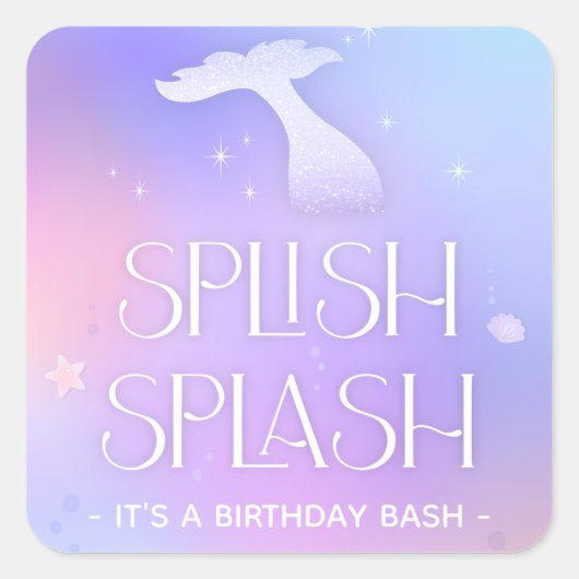Sticker Carré Flamme grise Whimsical Sparkly Mermaid Anniversair (Devant)