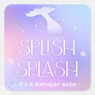 Sticker Carré Flamme grise Whimsical Sparkly Mermaid Anniversair