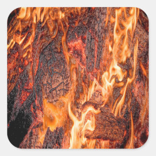 Sticker Carré Flamme orange