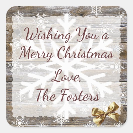 Sticker Carré Flammes de neige en bois et en or (Devant)