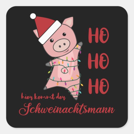 Sticker Carré Flammes de Noël Pig Père Noël (Devant)