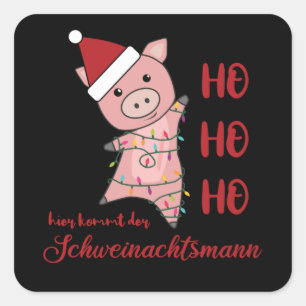 Sticker Carré Flammes de Noël Pig Père Noël