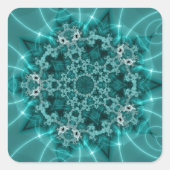 Sticker Carré Flèche de neige | Art fractal bleu et blanc (Devant)