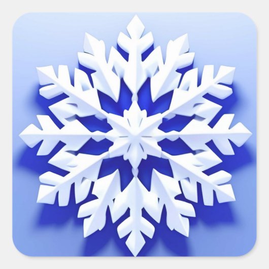 Sticker Carré Flèche de neige bleue détaillée (Devant)