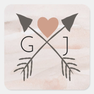 Sticker Carré Flèche romantique rustique et Mariage de coeur Sic