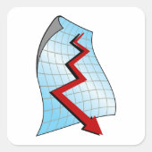 Sticker Carré Flèche rouge du graphique descendant (Devant)