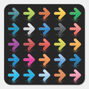 Sticker Carré Flèches Brillantes Définissent des Indicateurs Dir
