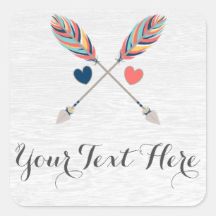 Sticker Carré Flèches Croisées Bohémiennes Sur Bois Rustique Boh