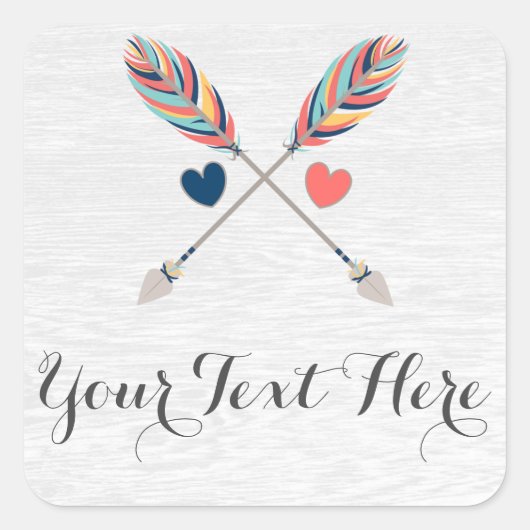 Sticker Carré Flèches Croisées Bohémiennes Sur Bois Rustique Boh (Devant)