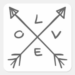 Sticker Carré Flèches d'amour Mariage Noir et Blanc