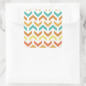 Sticker Carré Flèches rétro Chevron Orange Or Turquoise (Sac)