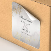 Sticker Carré Flecks d'or moderne Luxe Gris Merci Mariage