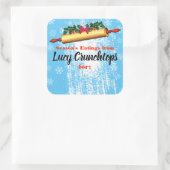 Sticker Carré Fleur à pâte de Noël personnalisée (Sac)