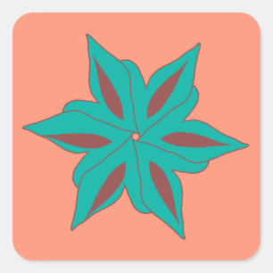Sticker Carré Fleur abstraite