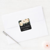 Sticker Carré Fleur Beige Noir et Blanc Mariage Faveurs (Enveloppe)
